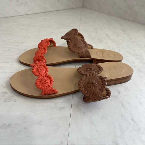 Jack Rogers Lauren Leather Flat Boho Slide Sandals Shoes - Picture 1 of 8